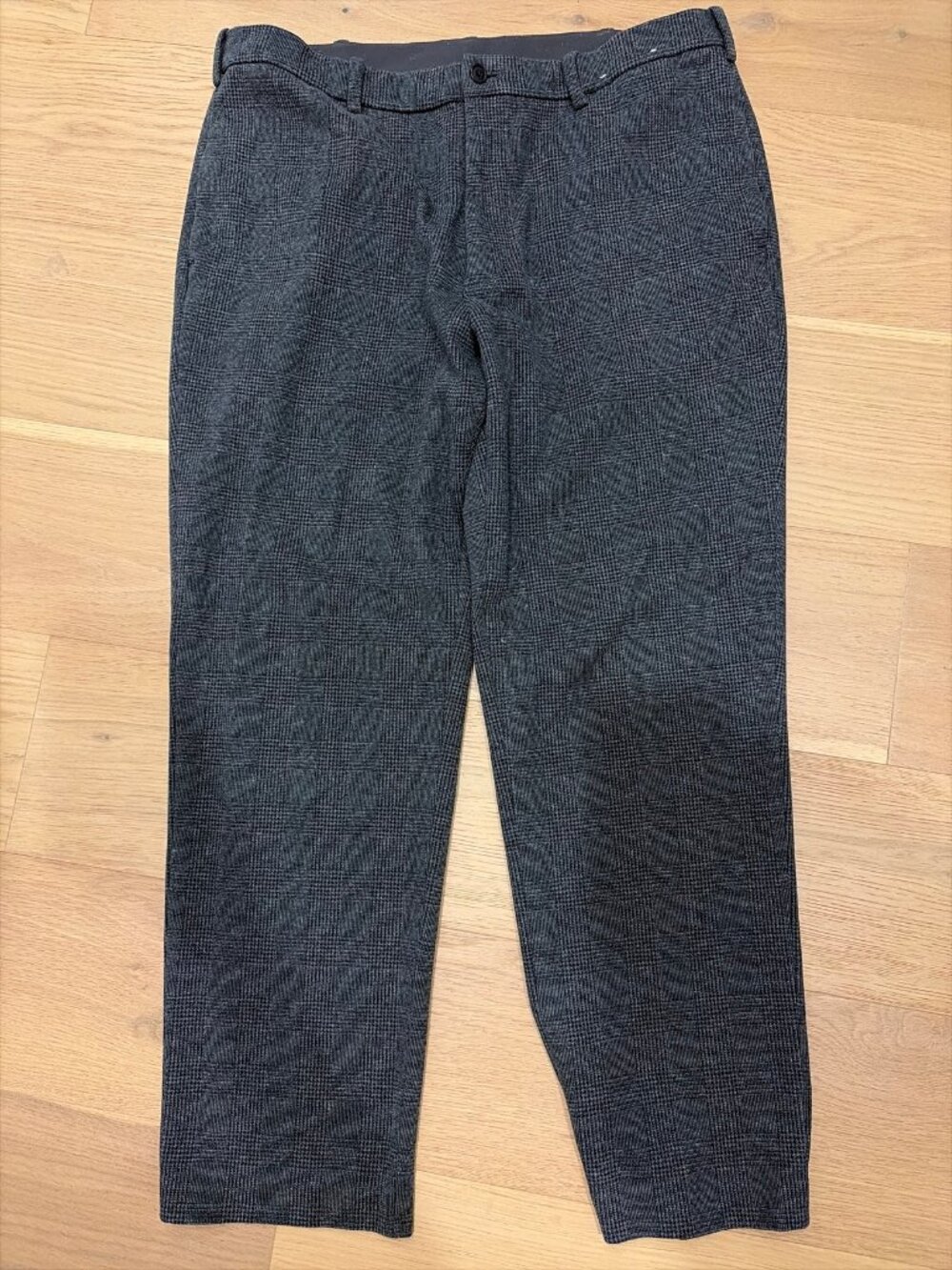 Uniqlo Glen Plaid Drawstring Trousers Men's L Charcoal